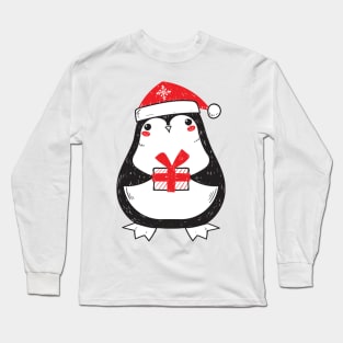 Cheerful Christmas Penguin Long Sleeve T-Shirt